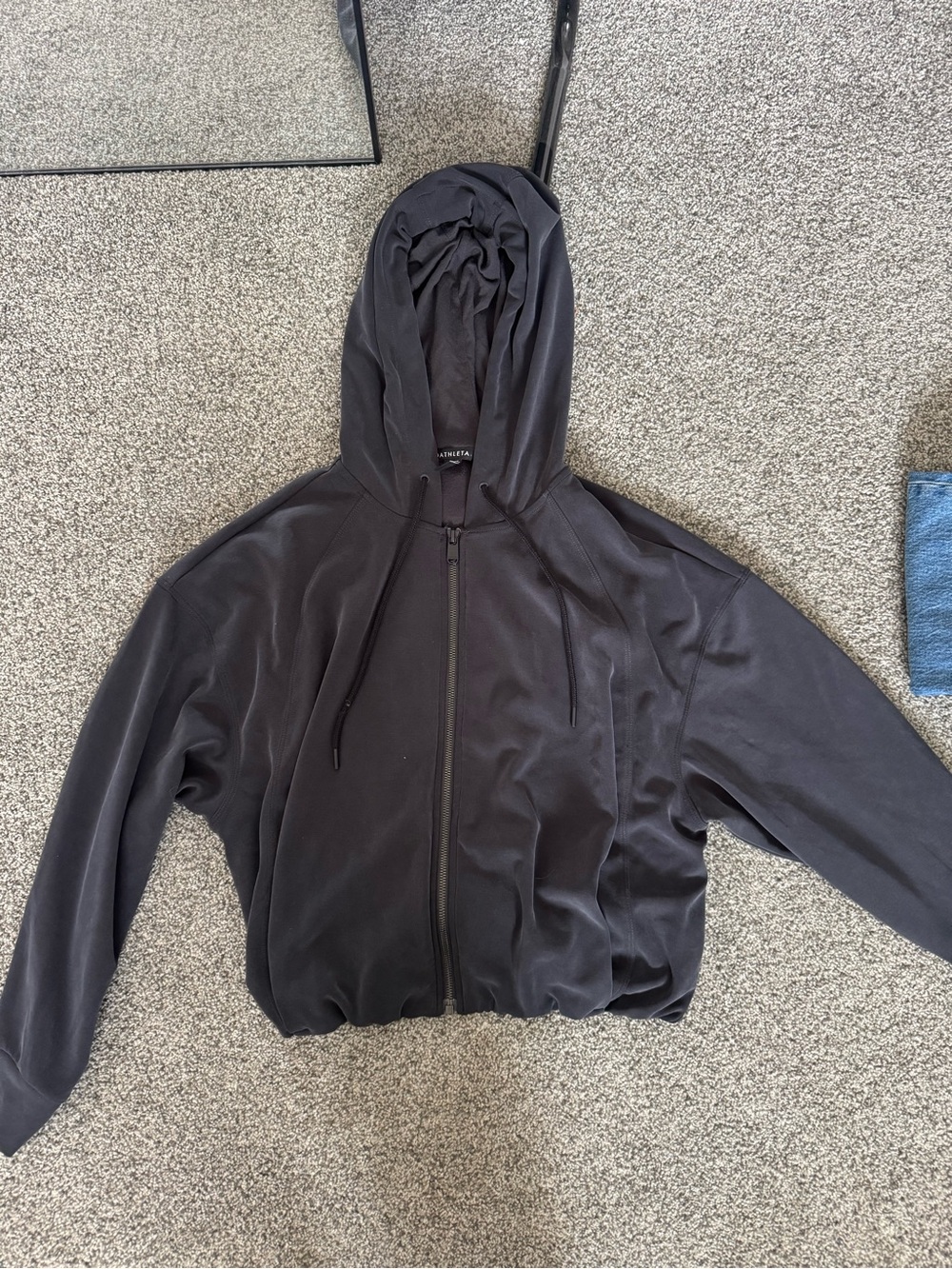 Athleta Black Full-Zip Hooded Sweatshirt